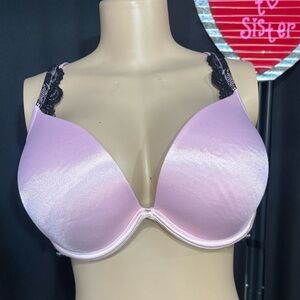 Cacique Light Pink Bra with Black Lace Accents